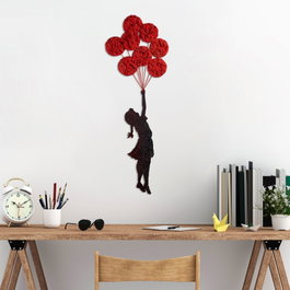 Wallity Banksy - 11-1 Escultura de pared en Rojo y Negro